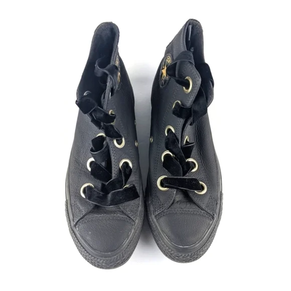 Chuck Taylor All Star Big Eyelets Leather High Top Sneaker Women's 6 Black - Picture 5 of 8